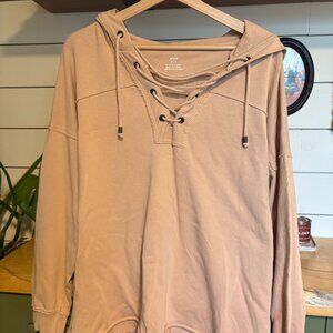 Aerie lace-up hoodie in a soft neutral beige 🤍 small